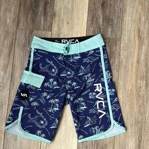 RVCA Boy’s Blue and Mint Board Shorts